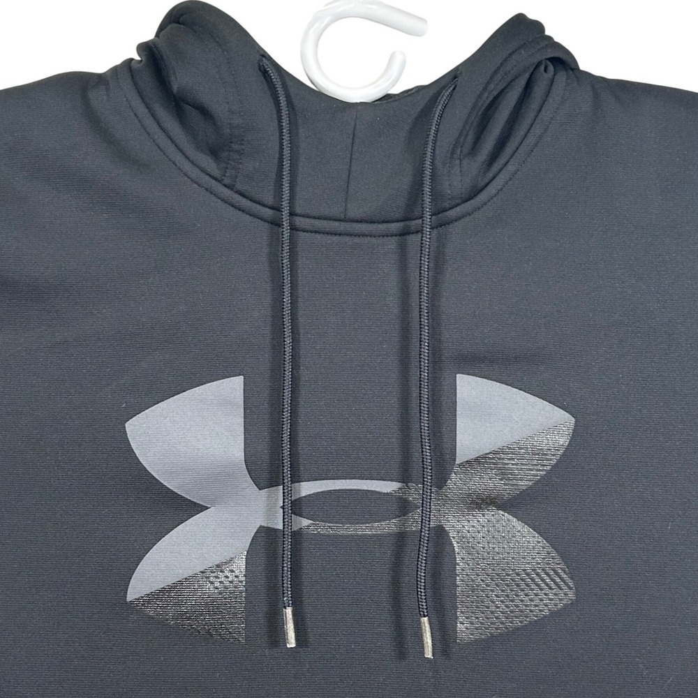 Under Armour Mens ColdGear Hoodie Black Loose Fit‎ Graphic Logo Sweatshirt Large
